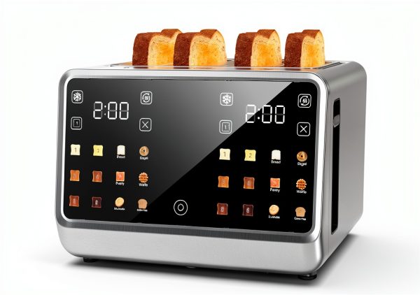 Smart Toaster 4 Slice Wide Slot– Dual Digital TouchScreen & Independent Control for Family | 1800W Stainless Steel for 6 Bread Types & Toast Settings | Defrost Reheat & Single-Slice Modes-0