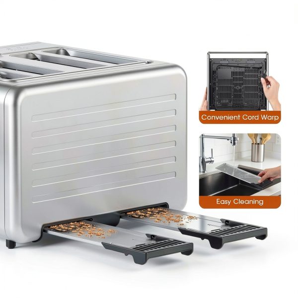 Smart Toaster 4 Slice Wide Slot– Dual Digital TouchScreen & Independent Control for Family | 1800W Stainless Steel for 6 Bread Types & Toast Settings | Defrost Reheat & Single-Slice Modes-6