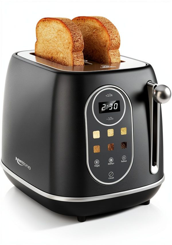 Smart Touch Screen Toaster Keenstone 2‑Slice Wide‑Slot Stainless Black-0