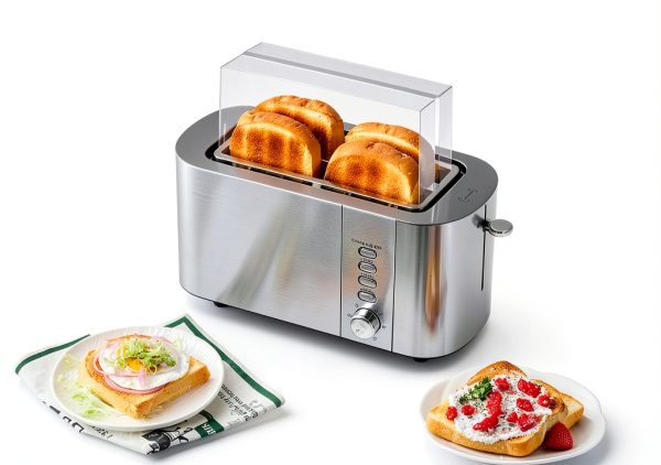 Elite Gourmet ECT4123 Long Slot 4 Slice Toaster, Extra Wide 1.5" and 5.1" Deep Slots, Bagel, Defrost & Cancel Functions, 6 Toast Shade Settings, Fits Bagels, Waffles, Artisan Breads, Stainless Steel-5