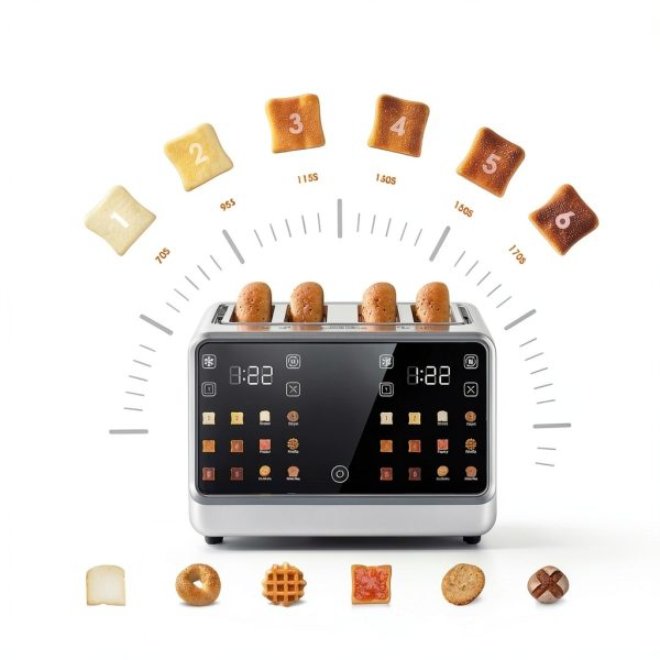 Smart Toaster 4 Slice Wide Slot– Dual Digital TouchScreen & Independent Control for Family | 1800W Stainless Steel for 6 Bread Types & Toast Settings | Defrost Reheat & Single-Slice Modes-3