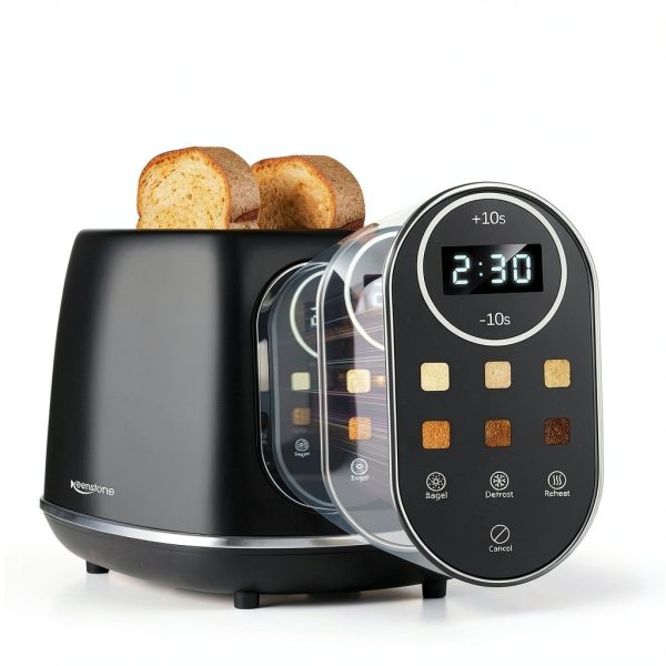 Smart Touch Screen Toaster Keenstone 2‑Slice Wide‑Slot Stainless Black-1