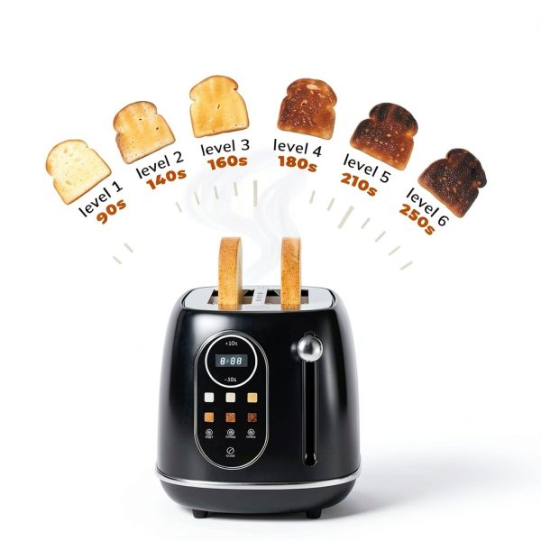 Smart Touch Screen Toaster Keenstone 2‑Slice Wide‑Slot Stainless Black-5