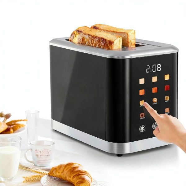 Touch screen Toaster 2 Slice Digital Timer Toasters with 6 Bread Types & 6 Shade Settings, Smart Extra Wide Slots Toaster with Bagel Defrost Reheat Cancel Function-4