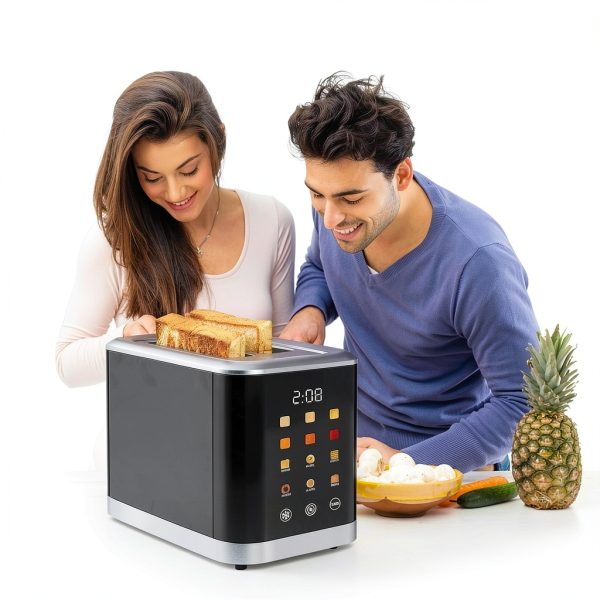 Touch screen Toaster 2 Slice Digital Timer Toasters with 6 Bread Types & 6 Shade Settings, Smart Extra Wide Slots Toaster with Bagel Defrost Reheat Cancel Function-6