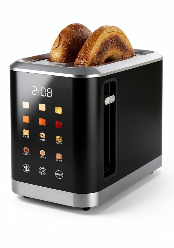Touch screen Toaster 2 Slice Digital Timer Toasters with 6 Bread Types & 6 Shade Settings, Smart Extra Wide Slots Toaster with Bagel Defrost Reheat Cancel Function-0