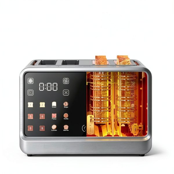 Smart Toaster 4 Slice Wide Slot– Dual Digital TouchScreen & Independent Control for Family | 1800W Stainless Steel for 6 Bread Types & Toast Settings | Defrost Reheat & Single-Slice Modes-4